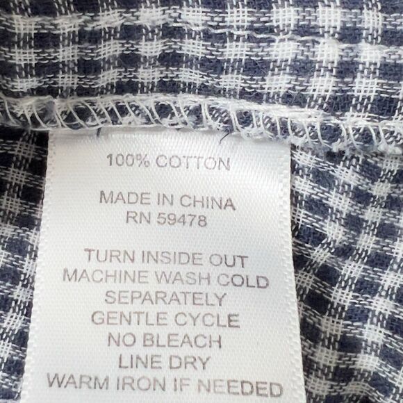 For Cynthia Beachwear Hooded Tunic Top Sz XL Blue Gingham Roll Tab Sleeve - Picture 6 of 12